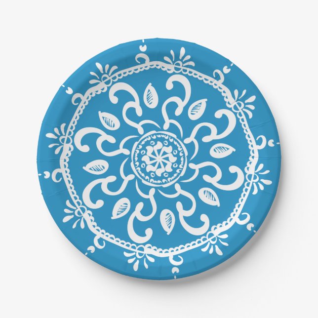 Assiettes En Carton Bluebird Mandala (Devant)