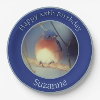 Assiettes En Carton Bluebird Personnalisé Joyeux anniversaire