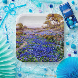 Assiettes En Carton Bluebonnets à Twilight, au nord de San Antonio,