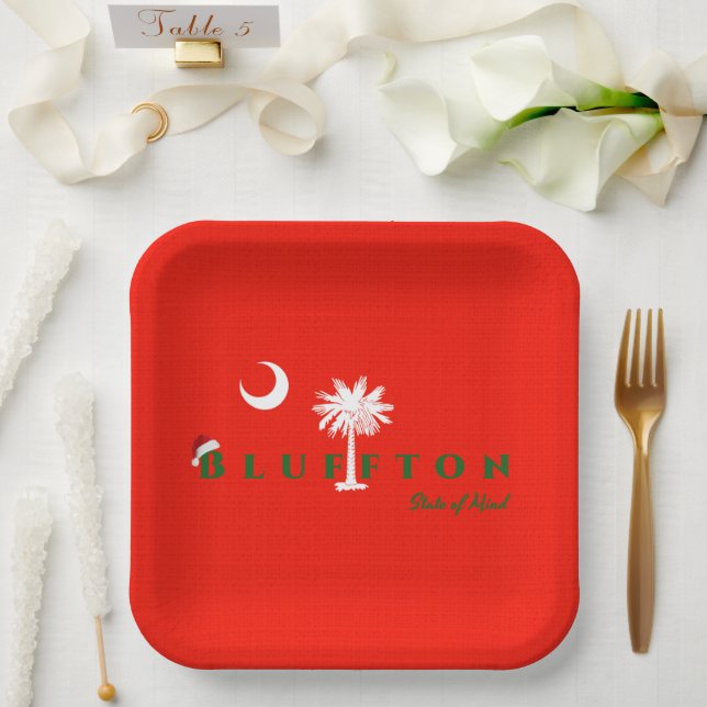 Assiettes En Carton Bluffton État d&#x27;esprit Noël Vacances Rouge Vert (Mariage)