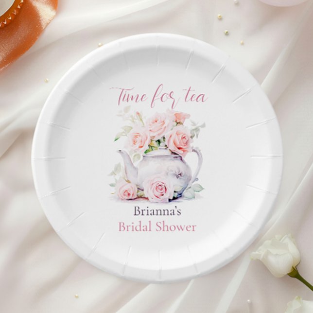 Assiettes En Carton Blush Floral Bridal Tea Party (Créateur téléchargé)