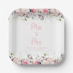 Assiettes En Carton Blush Floral   Watercolor Bridal Paper Plate
