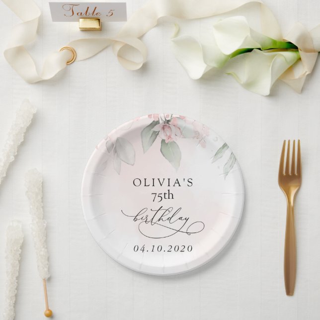 Assiettes En Carton Blush Flowers, Pink Flowers, Boho, Birthday (Mariage)