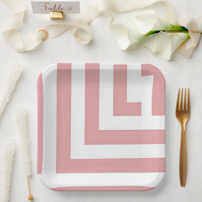 Assiettes En Carton Blush Geometric Pattern Party (Mariage)