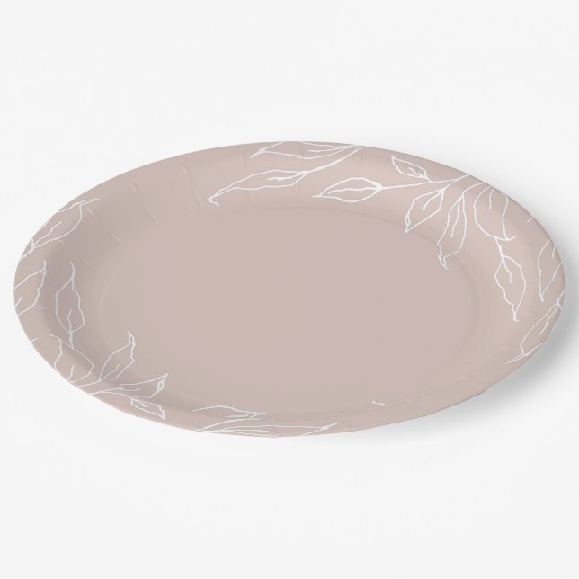 Assiettes En Carton Blush Leaf Motif Thanksgiving (Angle)