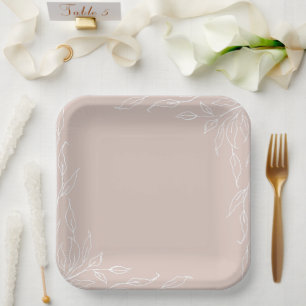 Assiettes En Carton Blush Leaf Motif Thanksgiving