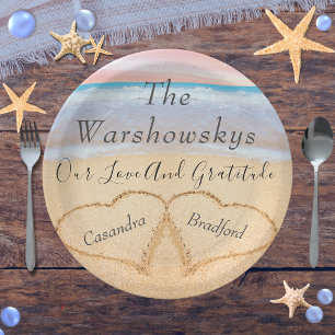 Assiettes En Carton Blush Pink Beach Wedding 2 Mariage Heart Sand