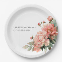 Blush Pink Coral Peony Elegant Feminine Wedding