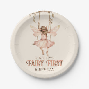 Assiettes En Carton Blush Pink Fairy First Custom 1ère fête d'annivers