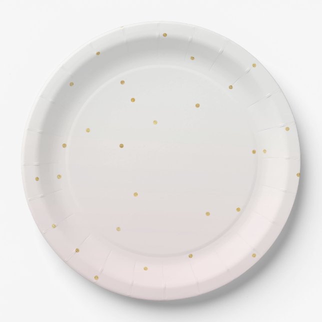 Assiettes En Carton Blush Pink Gold Confetti Sparkle Ombre (Devant)