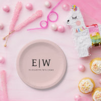 Blush Rose Poussiéreux Féminin Monogramme Nom Mode