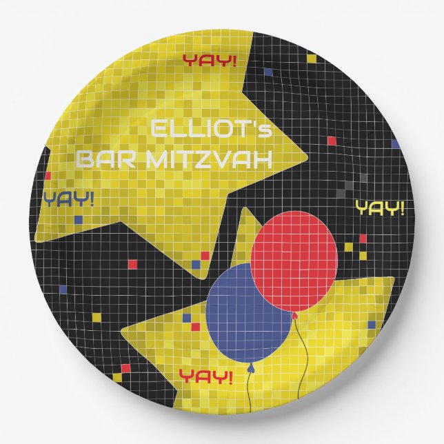 Assiettes En Carton BM Bar ou JEU Bat mitzvah SUR 2 (Devant)