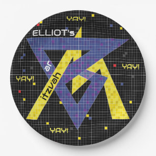 Assiettes En Carton BM Barre ou Bat mitzvah Plaque papier JEU ON