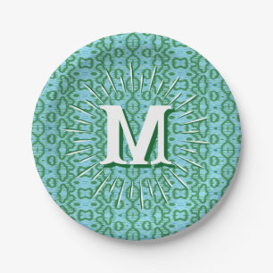 Assiettes En Carton Boa Ripple en Vert + Aqua Personnalisé