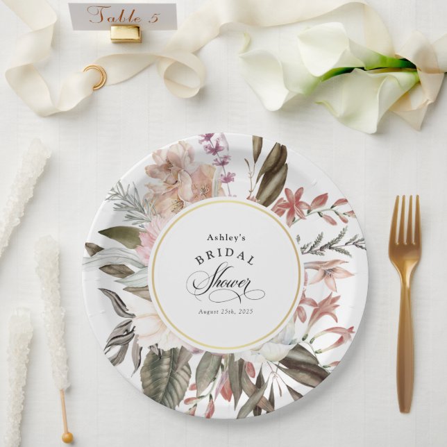 Assiettes En Carton Bohème Florale Fantaisie Aquarelle Baby Shower de  (Mariage)