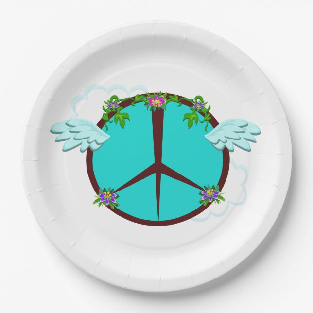 Assiettes En Carton Bohemian Angel Wings Peace Symbol (Devant)