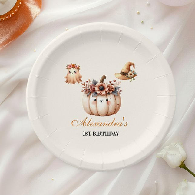 Assiettes En Carton Boho Arc-en-ciel Éffrayant premier anniversaire (Créateur téléchargé)