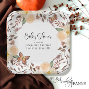Assiettes En Carton BOHO Automne Floral Automne Baby shower papillon