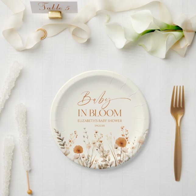 Assiettes En Carton Boho Baby In Bloom Baby shower Fleur sauvage (Mariage)