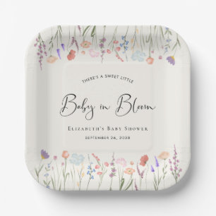 Assiettes En Carton Boho Baby in Bloom Fleur sauvage Baby shower crème