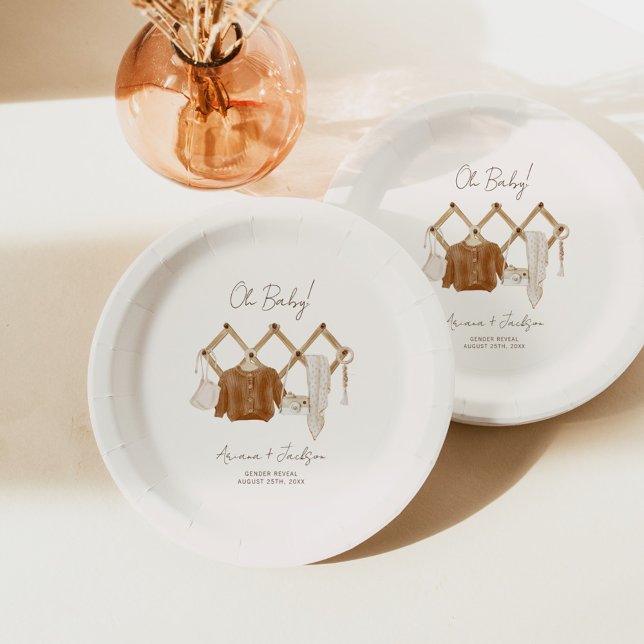 Assiettes En Carton Boho Baby Neutral Douche Invitation (Créateur téléchargé)