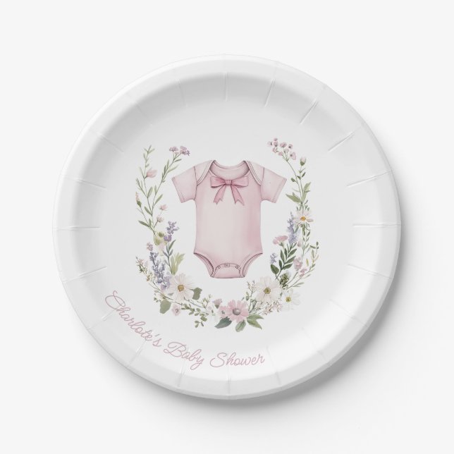 Assiettes En Carton Boho Baby shower bébé fille (Devant)