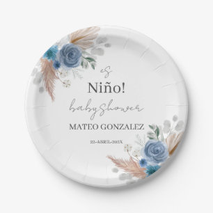 Assiettes En Carton Boho bleu garçon baby shower plaques en papier