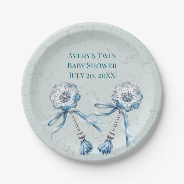 Assiettes En Carton Boho Blue Baby Rattle (Devant)