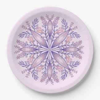 Assiettes En Carton Boho Botanical Purple Imaginaire Fleur Mandala