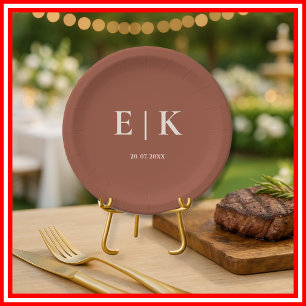 Assiettes En Carton Boho Burnt Orange Terracotta Mariage rustique