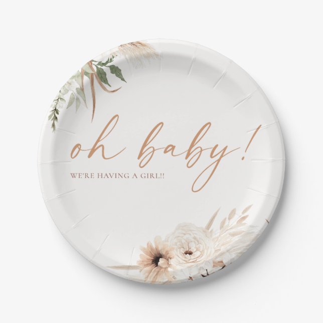 Assiettes En Carton Boho Chic - Baby shower - Plaques de papier (Devant)