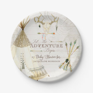 Assiettes En Carton BOHO Chic Teepee Flèches Cerfs Bébé Bois Douche