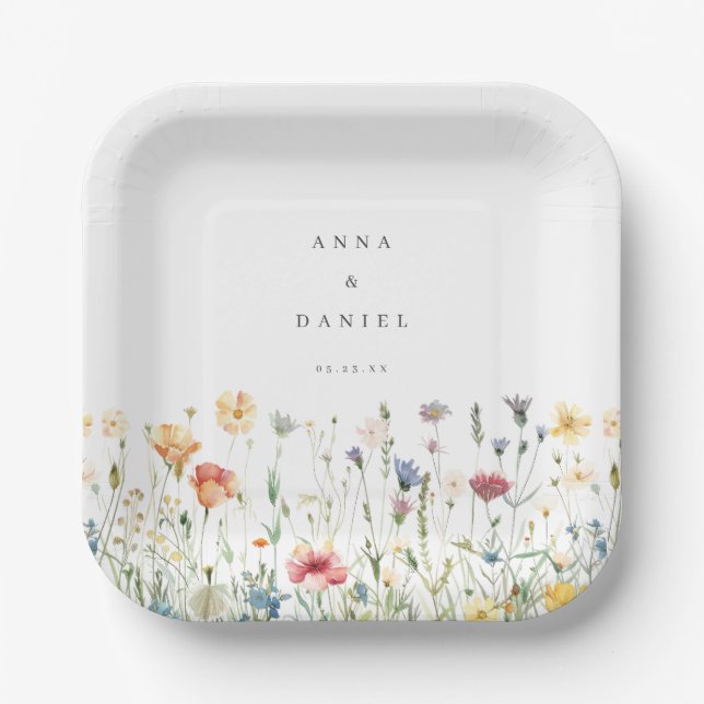 Assiettes En Carton Boho Chic Wildflower Wedding (Recto)