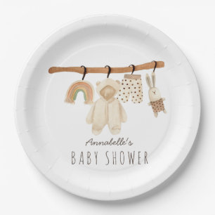 Assiettes En Carton Boho Clothesline Baby shower non sexiste