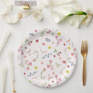 Assiettes En Carton Boho Coloré Petit Fleur sauvage Baby shower Fée