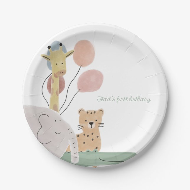Assiettes En Carton Boho Cute Animal Anniversaire (Devant)