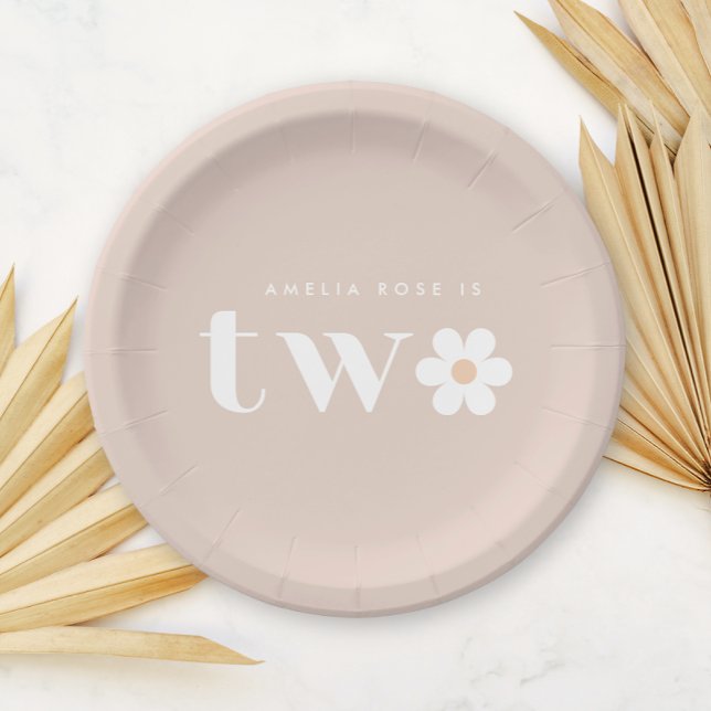 Assiettes En Carton Boho Daisy Plaques papier de deuxième anniversaire (Créateur téléchargé)