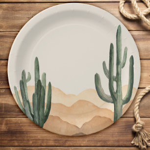Assiettes En Carton Boho Desert Cactus Western Ranch Cowboy ou Cowgirl