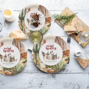 Assiettes En Carton Boho Désert Occidental Réception de Mariage