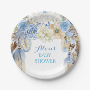 Assiettes En Carton Boho Dream Catcher Plumes Tribal Blue Ivory