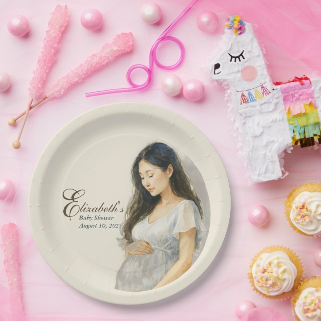 Assiettes En Carton Boho Elegant  baby shower asian mom-to-be (Fête)