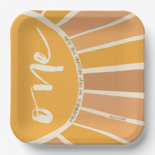 Assiettes En Carton Boho Eté Premier Voyage Autour Du Soleil Anniversa