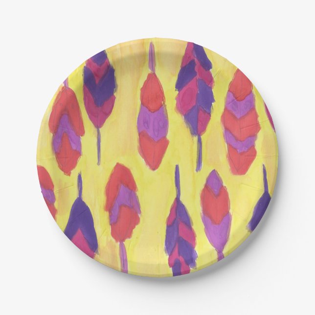 Assiettes En Carton Boho Feathers (Devant)