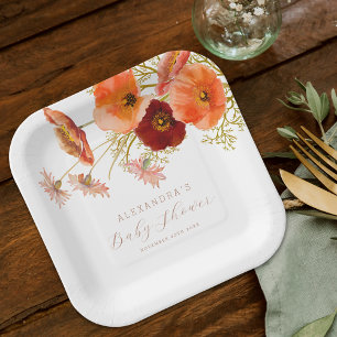 Assiettes En Carton Boho Fête Florale Bébé de Genre Neutre Personnalis