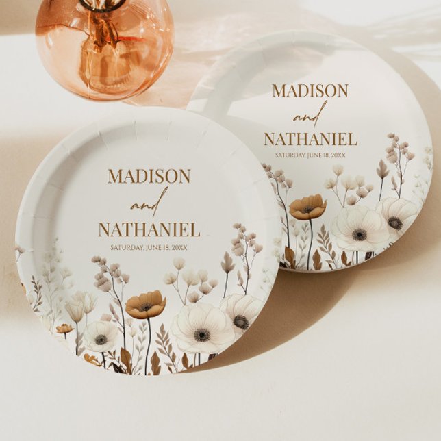 Assiettes En Carton Boho Fleur sauvage Fleur sauvage Floral Jardin Mar (Créateur téléchargé)