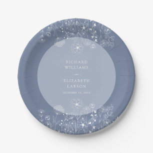 Assiettes En Carton Boho Fleur sauvage moderne Mariage aquarelle