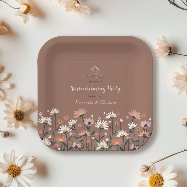 Assiettes En Carton Boho Floral Automne Fête de l'Automne (Créateur téléchargé)