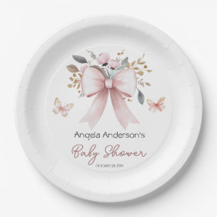 Assiettes En Carton Boho Floral Bow Girl Baby shower