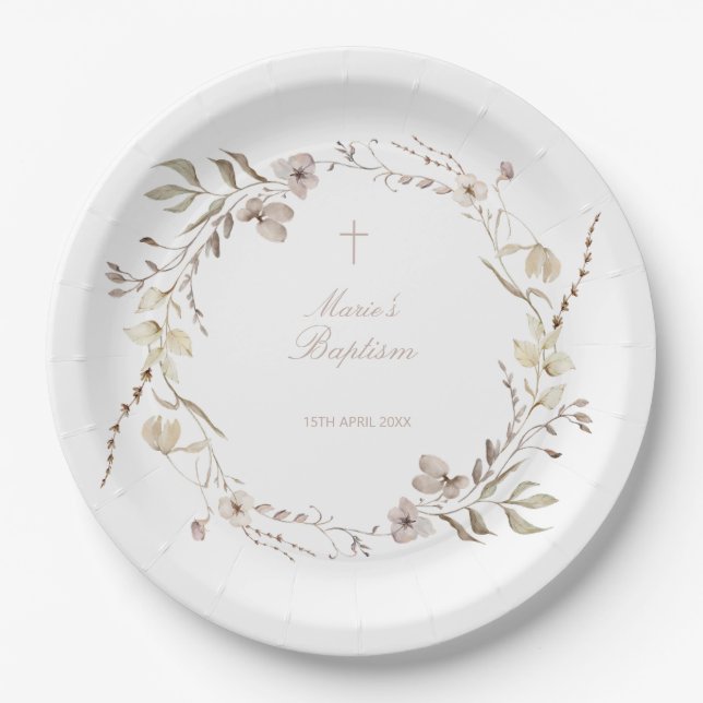 Assiettes En Carton Boho floral flowers Paper Plate table decor (Devant)