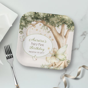 Assiettes En Carton Boho Forest Fée Premier Anniversaire